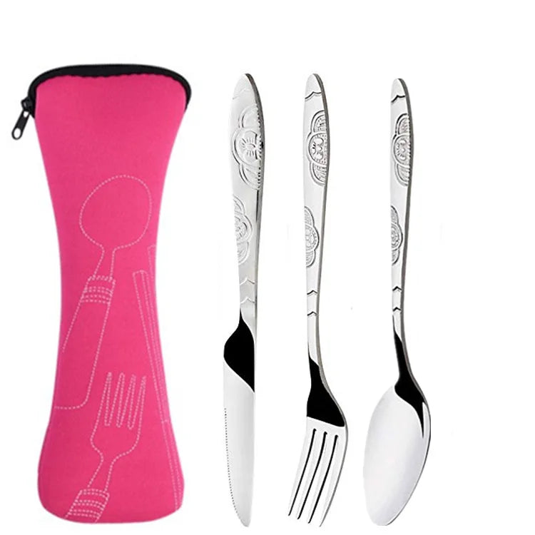 Picnic Set Tableware Washable with Zipper Travel Cutlery Kit Case Portable Pouch for Dinner Household Tool Travel Camping Spoon
