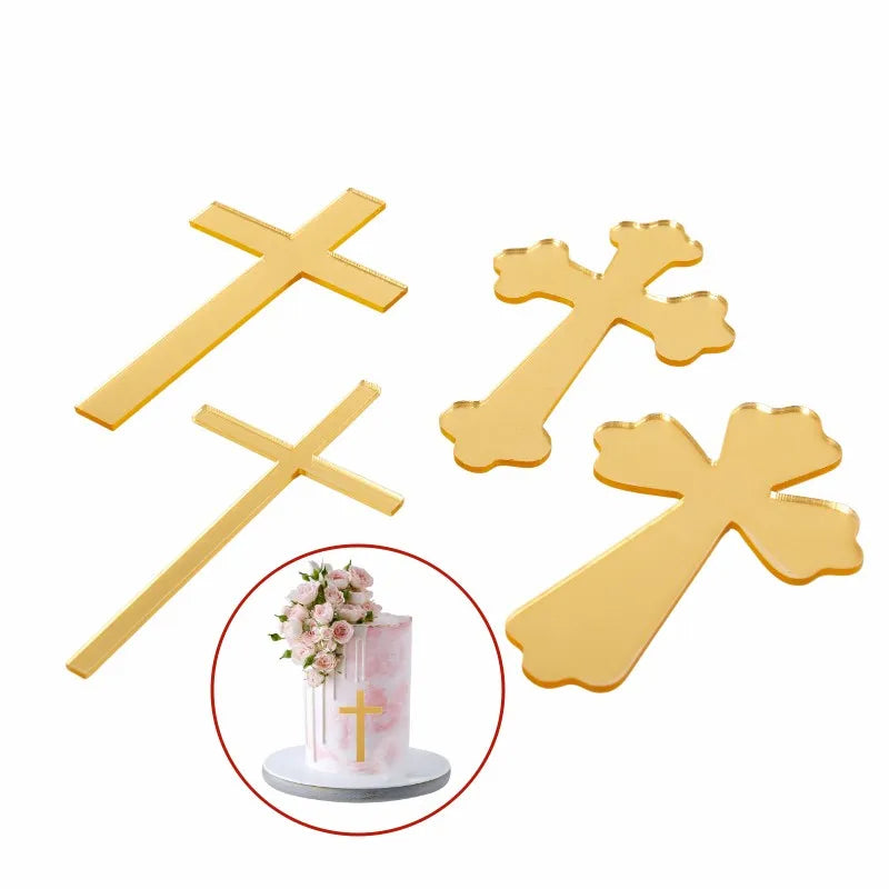 Christian Cross Cake Topper Acrylic Cake Decorations God Bless Cake Topper Party For Baking Cake Party Supplies