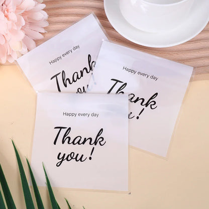 300/100Pcs Thank You Candy Bag Plastic Self-Adhesive Biscuit Snacks Chocolates Lollipop Baking Wedding Birthday Party Gift Bags