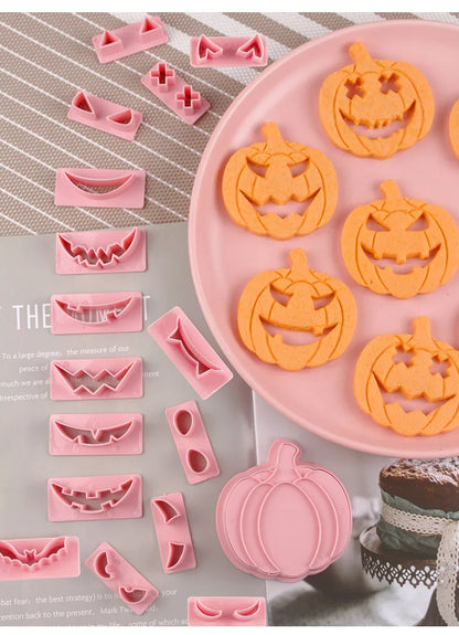 Halloween Cookie Mold Cartoon Pumpkin Head Baking Fondant Household 3D Stamp Hollow DIY Face Food Making Children Birthday Gifts