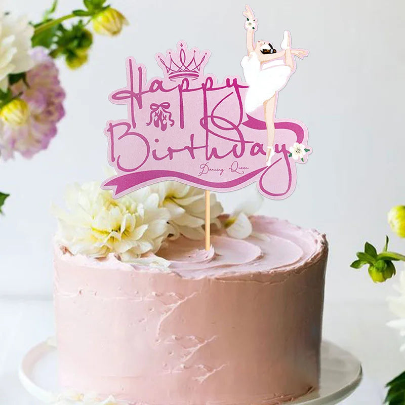 Ballet Cake Decoraitons Ballerina Cupcake Topper For Girl Happy Birthday Supplies Dancing Theme Party Decorations Cake Deors