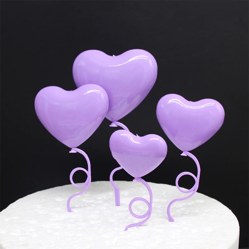 4Pcs Valentines Day Decoration Heart Cake Toppers Dessert Toppers Valentine&