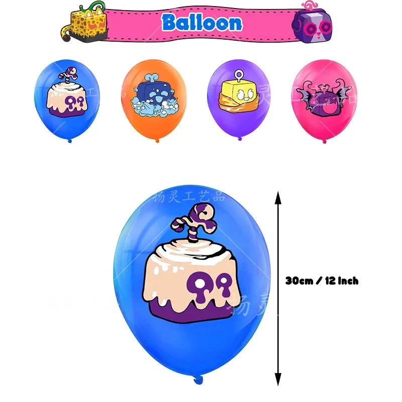 Cartoon Blox Fruits Theme DIY Balloons Party Supplies Birthday Banner Latex Balloon Decoration Cake Supplies Kid Girl gift