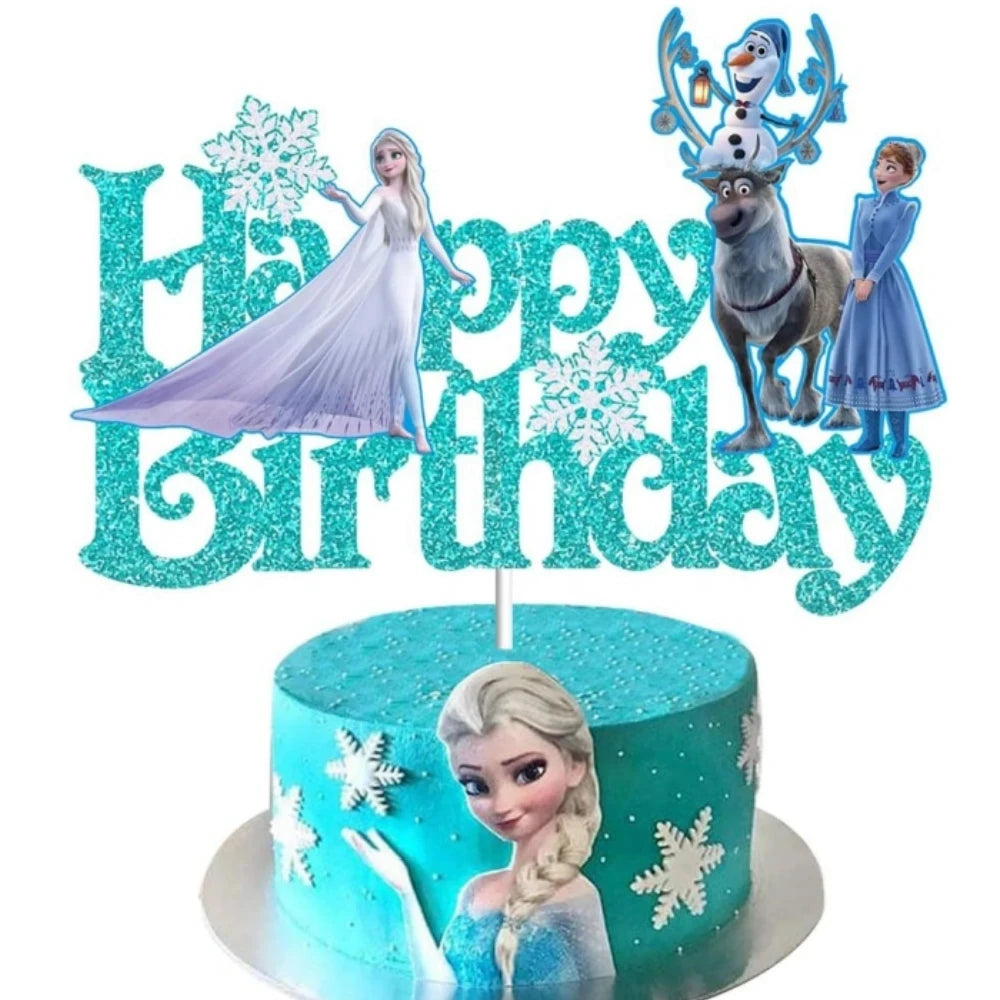 Disney Frozen Elsa Birthday Decorations Frozen Queen Anna Baby Shower Wedding Party Supplies Cake Topper Kit Cup Cake Tableware