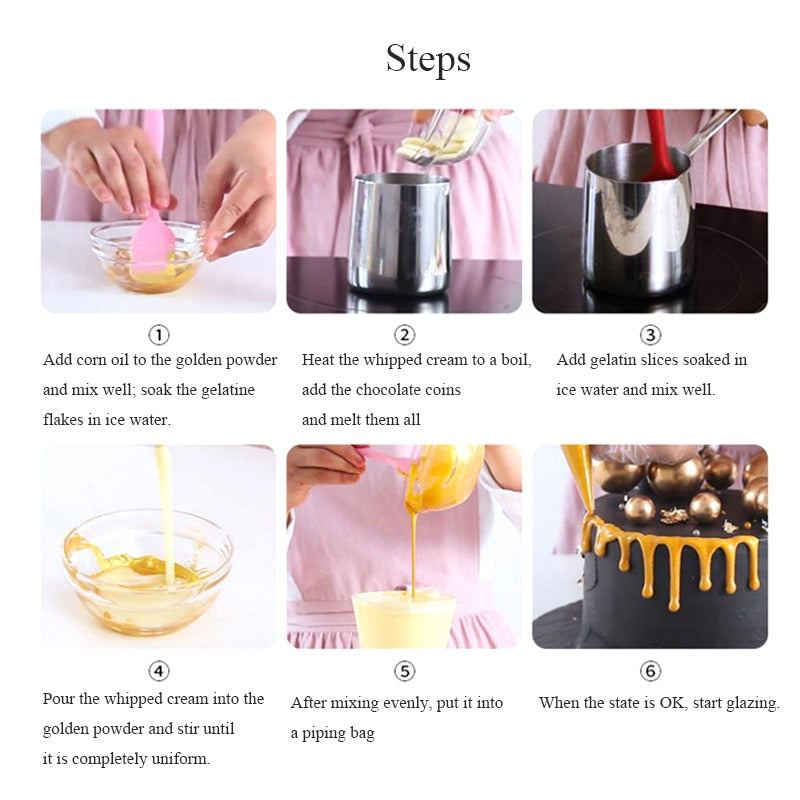 15g Edible Gold Powder Mousse Cake Fondant Macaron Chocolate Glitter Powder Silver Powder Baking Cake Color Decorating Tools