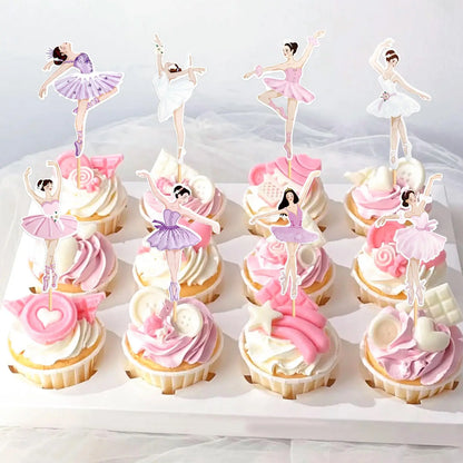 Ballet Cake Decoraitons Ballerina Cupcake Topper For Girl Happy Birthday Supplies Dancing Theme Party Decorations Cake Deors