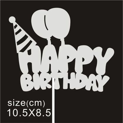 10 Pcs / Bag Gold Silver English Happy Birthday  Cake Toppers  Birthday Party Decorations   Baking DIY Accessories