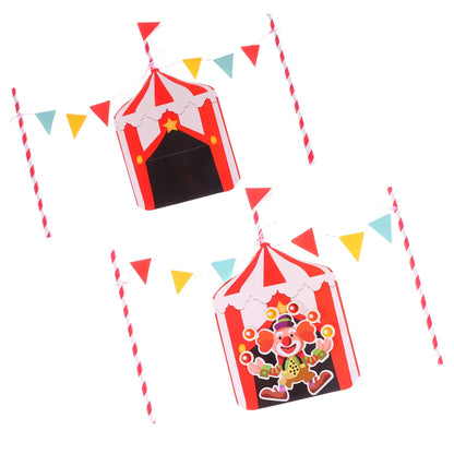 2 Sets of Circus Clown Cake Toppers Picks Cupcake Decor Party Supplies for Birthday Festival