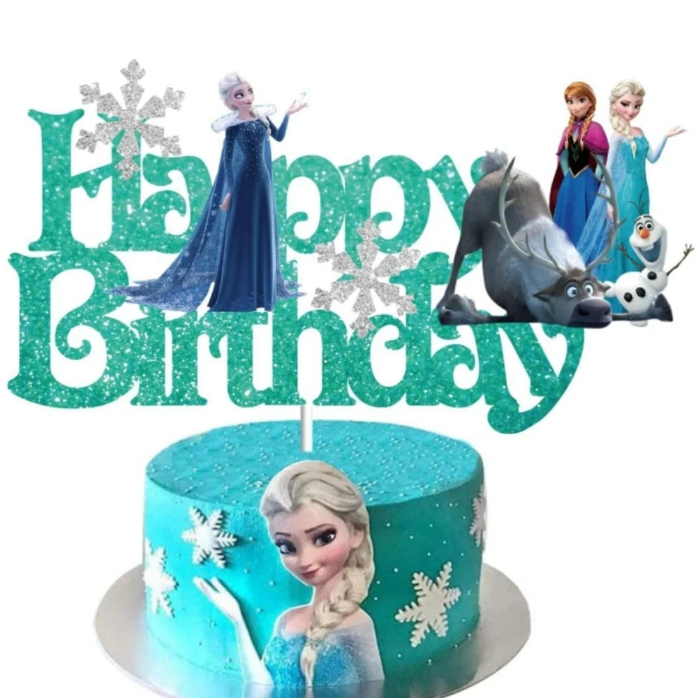 Disney Frozen Elsa Birthday Decorations Frozen Queen Anna Baby Shower Wedding Party Supplies Cake Topper Kit Cup Cake Tableware