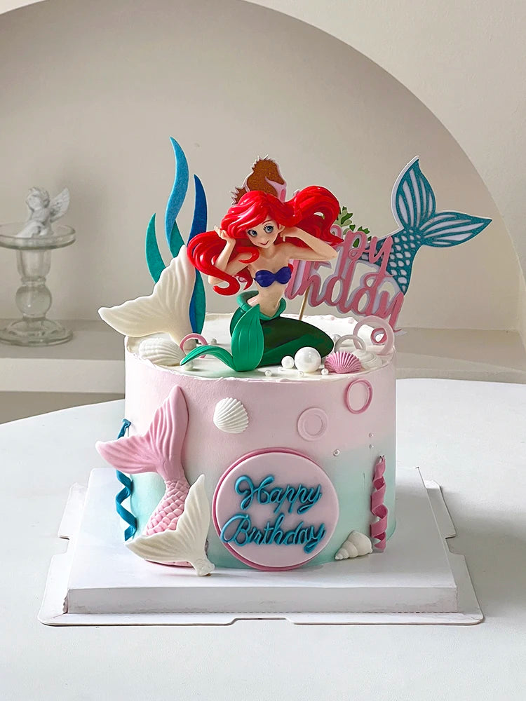 Mermaid Cake Decoration Kawaii Doll Mermaid Birthday Cake Toppers Girls Happy Birthday Party Supplies Creative Dessert Supplie