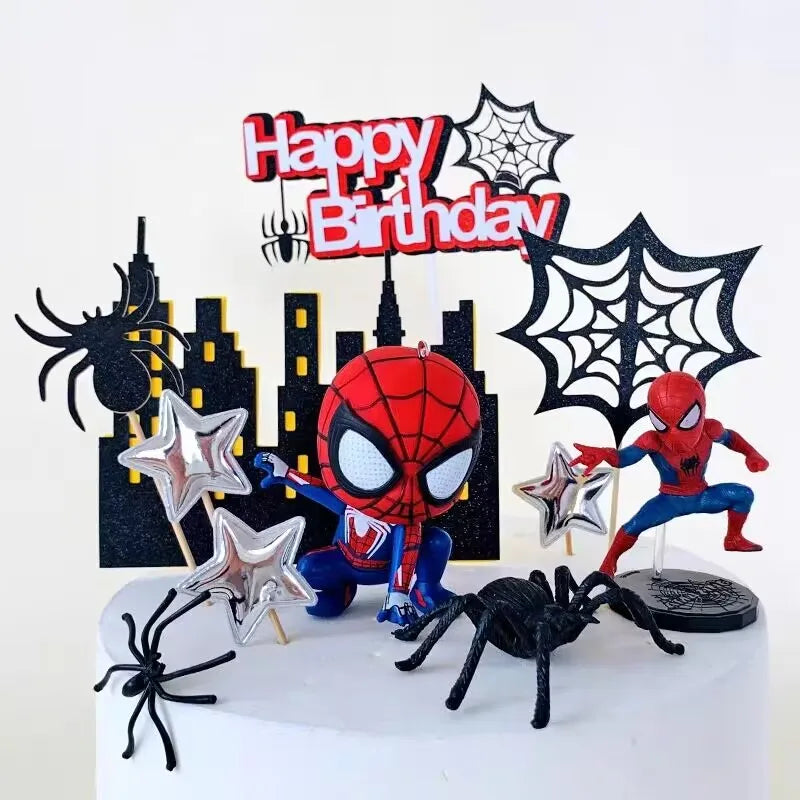 Paper Happy Birthday Cake Toppers Super-Hero Spiderman Theme Boy Birthday Cake Decoration For Boy Kids Party Cake Decor Supplies