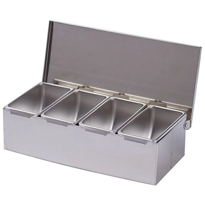 A29M-Section Seasoning Box Stainless Steel Ingredients Box Cheese Sauce Salt Sugar Box Spice Jar Baking Tool