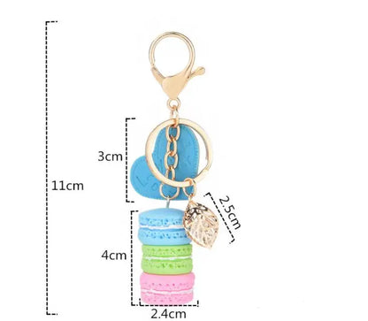 100pcs Resin Macaron Cake Keychain Metal Eiffel Tower Bag Charm keyring Wedding Supplies Keychain Favors Free Shipping SN4196