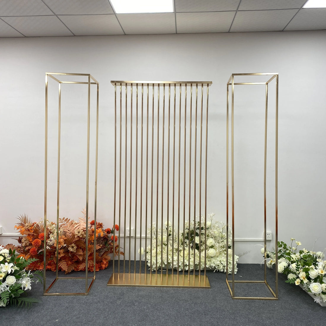 Iron Square Screen Gilded Flower Stand Wedding Arch Props Backdrop Geometric Shelf Cake Pillar Birthday Party Supplies Frame