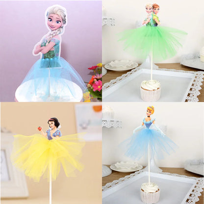 1pcs/Lot Frozen Elsa Anna Princess Cake Cupcake Toppers Cake Flag Girls Birthday Party Decoration Anniversaire Cake Supplies