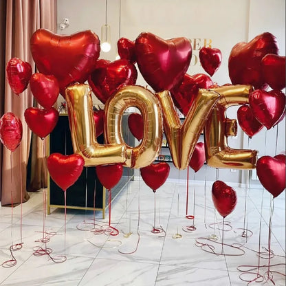 Letter Love Red Heart Bear Foil Balloons Happy Valentine’s Day Wedding Room Party Decorations Birthday Anniversary Helium Balls