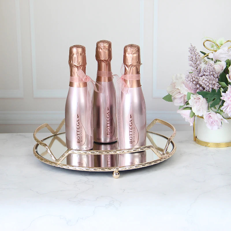 European-style Round Light Luxury Luxury Alloy Fruit Tray Tray Alloy Mirror Storage Tray High-end Cake Tray Household Supplies