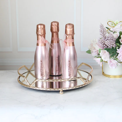 European-style Round Light Luxury Luxury Alloy Fruit Tray Tray Alloy Mirror Storage Tray High-end Cake Tray Household Supplies