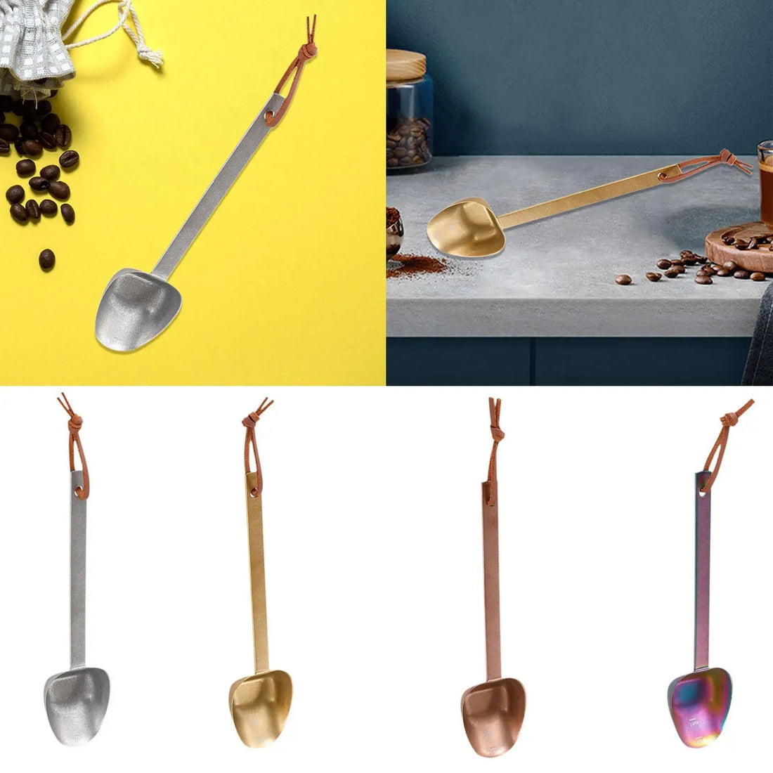 Coffee Bean Spoon Triangular Head Stirring Spoon Measuring Scoop for Baking Ingredients Seasoning Ground Coffee Kitchen Supplies