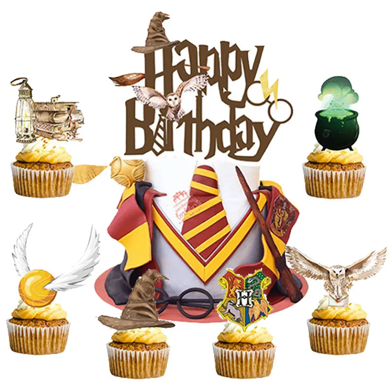 Magic School Themed Cupcake Topper Decoration for Festival Decorations Birthday Party Favor Supplies Cupcake Baking DIY Reusable