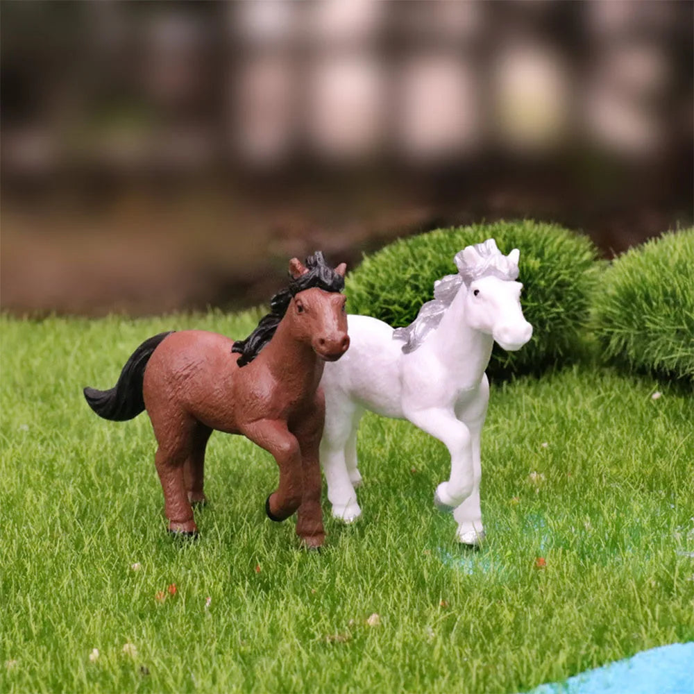 Horse Cake Decoration Plastic Horse Realistic Toy Pony Figures Walking Animal Mini Barn Toys Kids  Cowboy Birthday Party Supplie