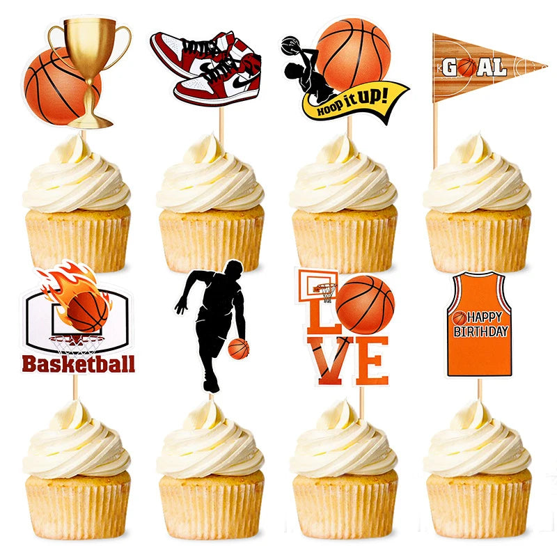 Basketball Cake Topper Football Soccer Happy Birthaday Wedding Love Kids Party Cupcake Toppers Decoration Baking Supplies DIY