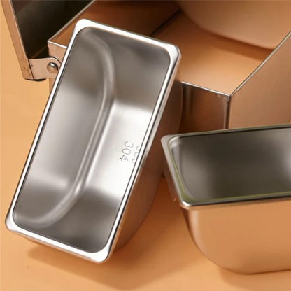 A29M-Section Seasoning Box Stainless Steel Ingredients Box Cheese Sauce Salt Sugar Box Spice Jar Baking Tool