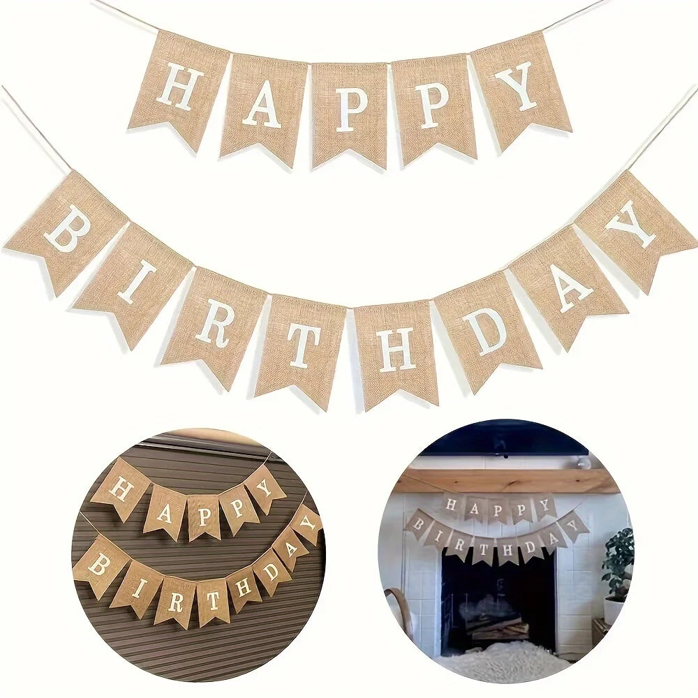 Linen birthday banners are suitable for birthday parties, party decorations, party decorations, and easy installation