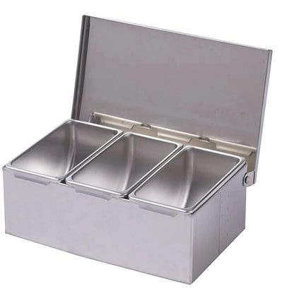TKOH-Section Seasoning Box Stainless Steel Ingredients Box Cheese Sauce Salt Sugar Box Spice Jar Baking Tool