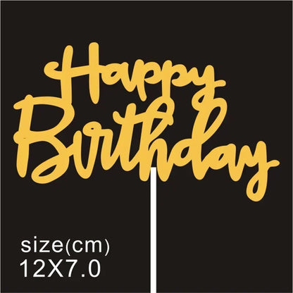 10 Pcs / Bag Gold Silver English Happy Birthday  Cake Toppers  Birthday Party Decorations   Baking DIY Accessories