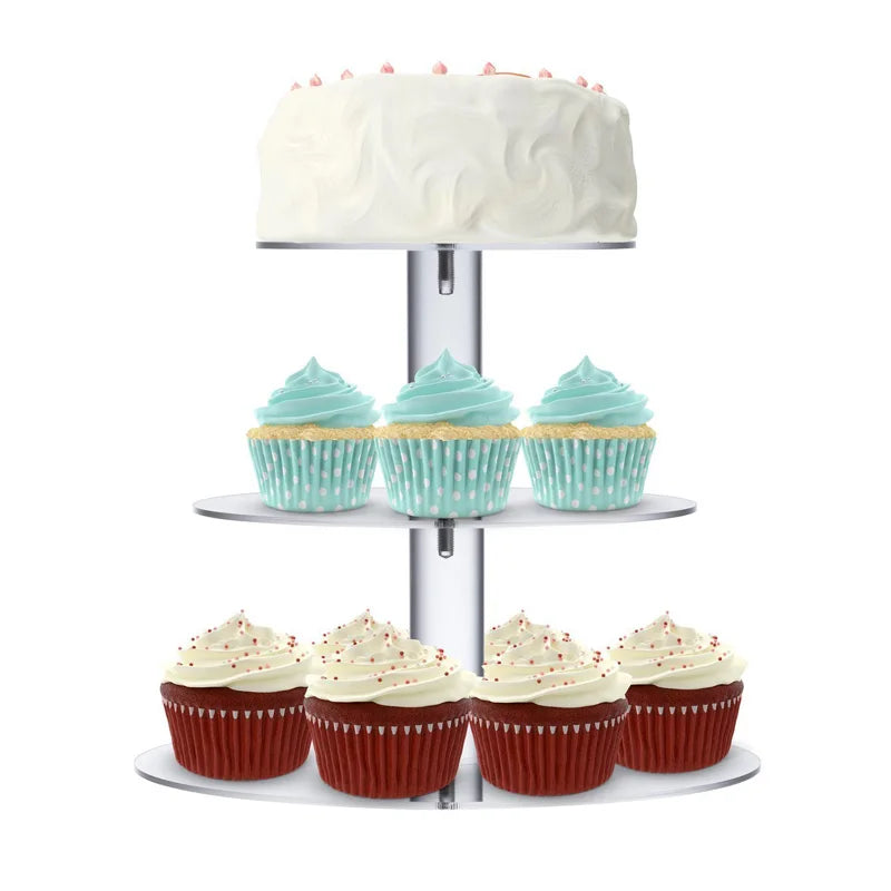 Cake Stand 3 Tier Cupcake Holder Clear Acrylic Birthday Wedding Party Dessert Decoration Tools Snack Baking Display Supplies