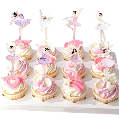 Ballet Cake Decoraitons Ballerina Cupcake Topper For Girl Happy Birthday Supplies Dancing Theme Party Decorations Cake Deors