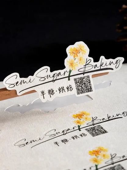 Custom Rough Texture Label Aesthetic Adhesive Stickers Personalized Logo Text Coffee Cake Baking Gift Packaging Product Sealing