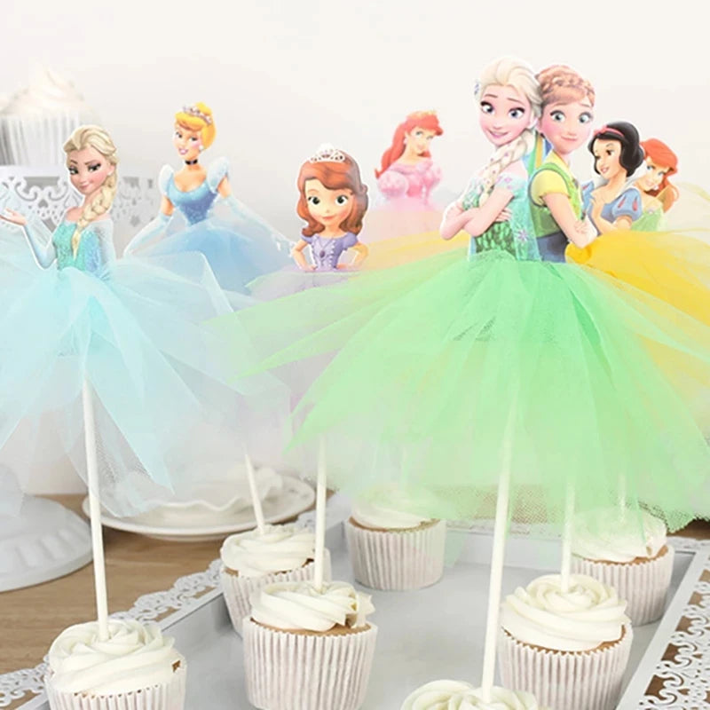 1pcs/Lot Frozen Elsa Anna Princess Cake Cupcake Toppers Cake Flag Girls Birthday Party Decoration Anniversaire Cake Supplies