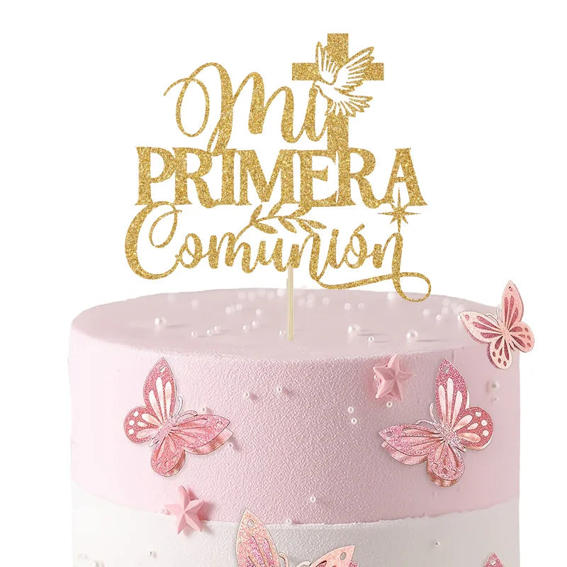 1PC My first communion cake topper in Spanish,used for God&