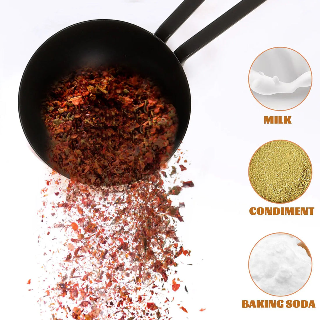 5 Pcs Measuring Spoon Set Black Stainless Steel Kitchen Tool Liquid Dry Ingredients Baking Measurement Nesting Stackable Safe