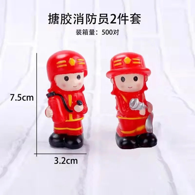 Fireman Cake Topper Cupcake Toppers Fire Hydrant Truck Firefighter Helmet Theme for Kids Boy Girl Happy Birthday Cake Decoration