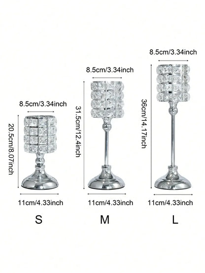 Gold Crystal Candle Holder – 1pc Tealight Candlestick Centerpiece in 3 Sizes
