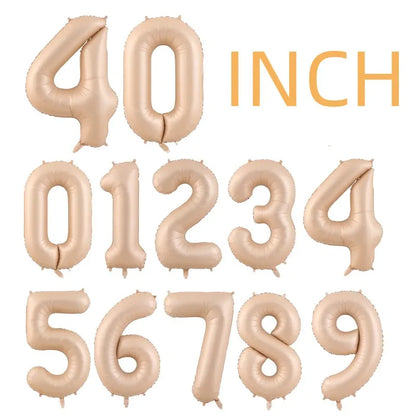 32/40Inch Cream Color Number Balloons 1-9 Large Digital Foil Helium Ball Girl Kids Adult Happy Birthday Party Decoration Wedding