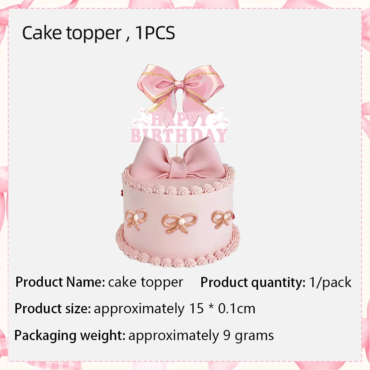 Pink Bow Cupcake Topper Pink Ballet Ribbon Bow Cake Decor Bow Themed Birthday Wedding Baby Shower Cake Topper Decor Supplies
