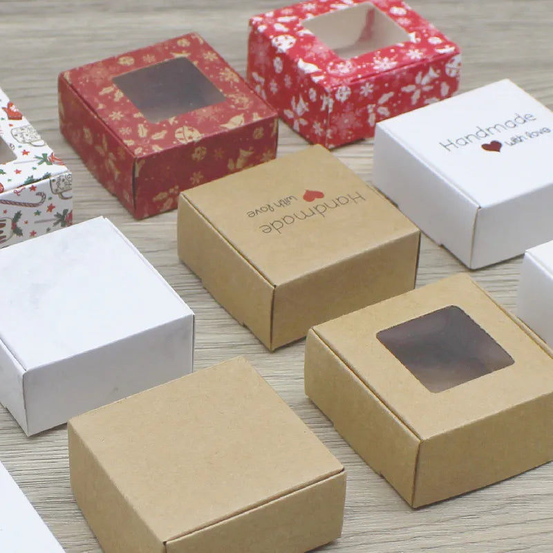 10pcs Kraft Paper Gift Boxes (5.5×5.5×2.5cm) – DIY Packaging for Christmas, Candy & Party Favors