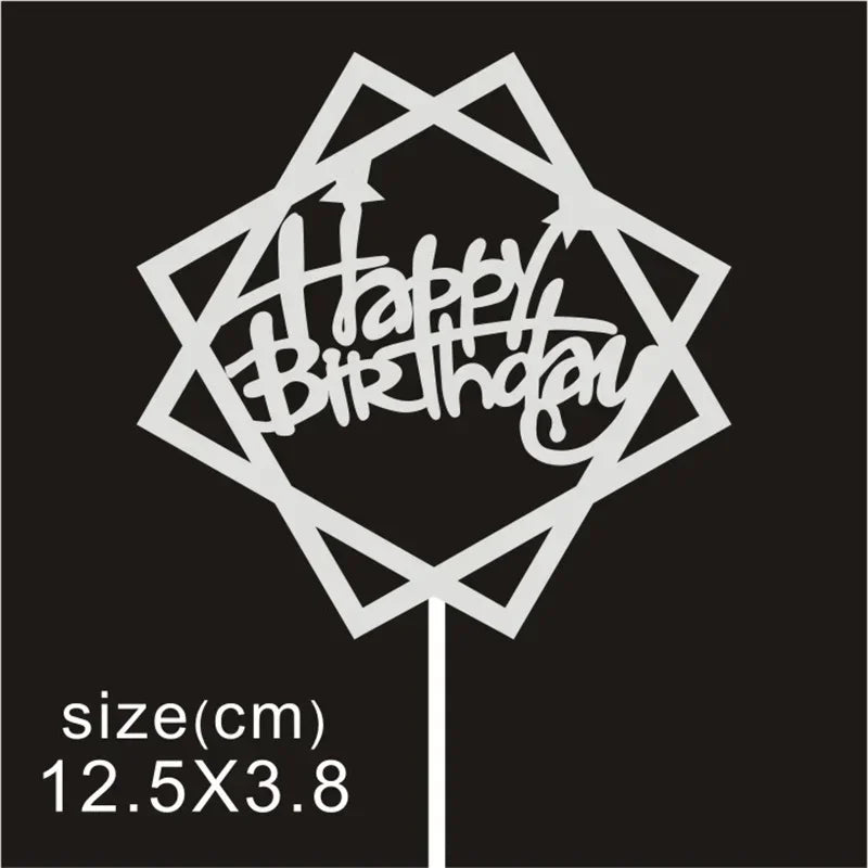 10 Pcs / Bag Gold Silver English Happy Birthday  Cake Toppers  Birthday Party Decorations   Baking DIY Accessories