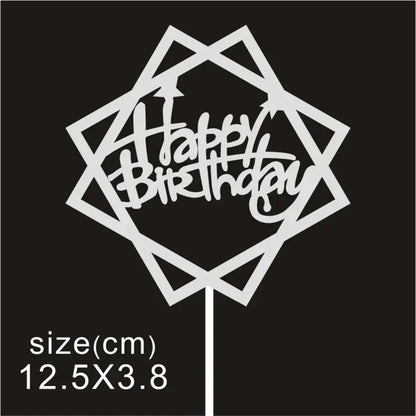10 Pcs / Bag Gold Silver English Happy Birthday  Cake Toppers  Birthday Party Decorations   Baking DIY Accessories