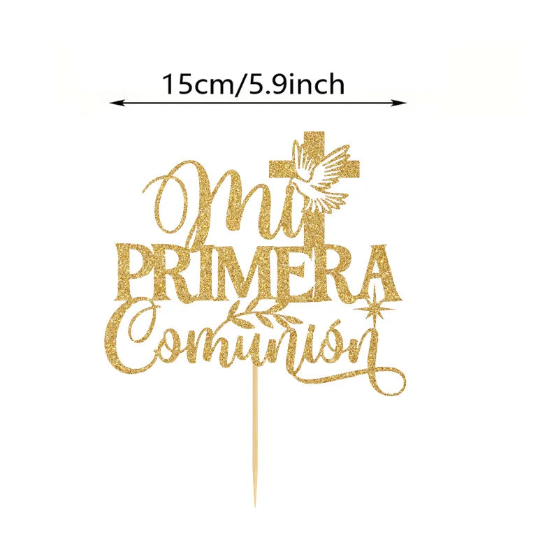 1PC My first communion cake topper in Spanish,used for God&