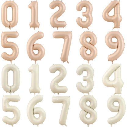 32/40Inch Cream Color Number Balloons 1-9 Large Digital Foil Helium Ball Girl Kids Adult Happy Birthday Party Decoration Wedding