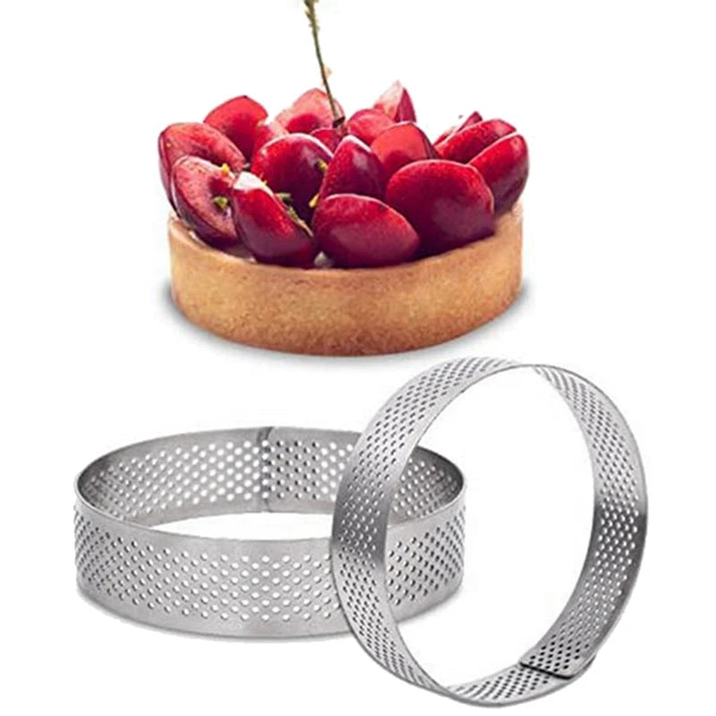 60 Pack Stainless Steel Tart Rings 3 In,Perforated Cake Mousse Ring,Cake Ring Mold,Round Cake Baking Tools