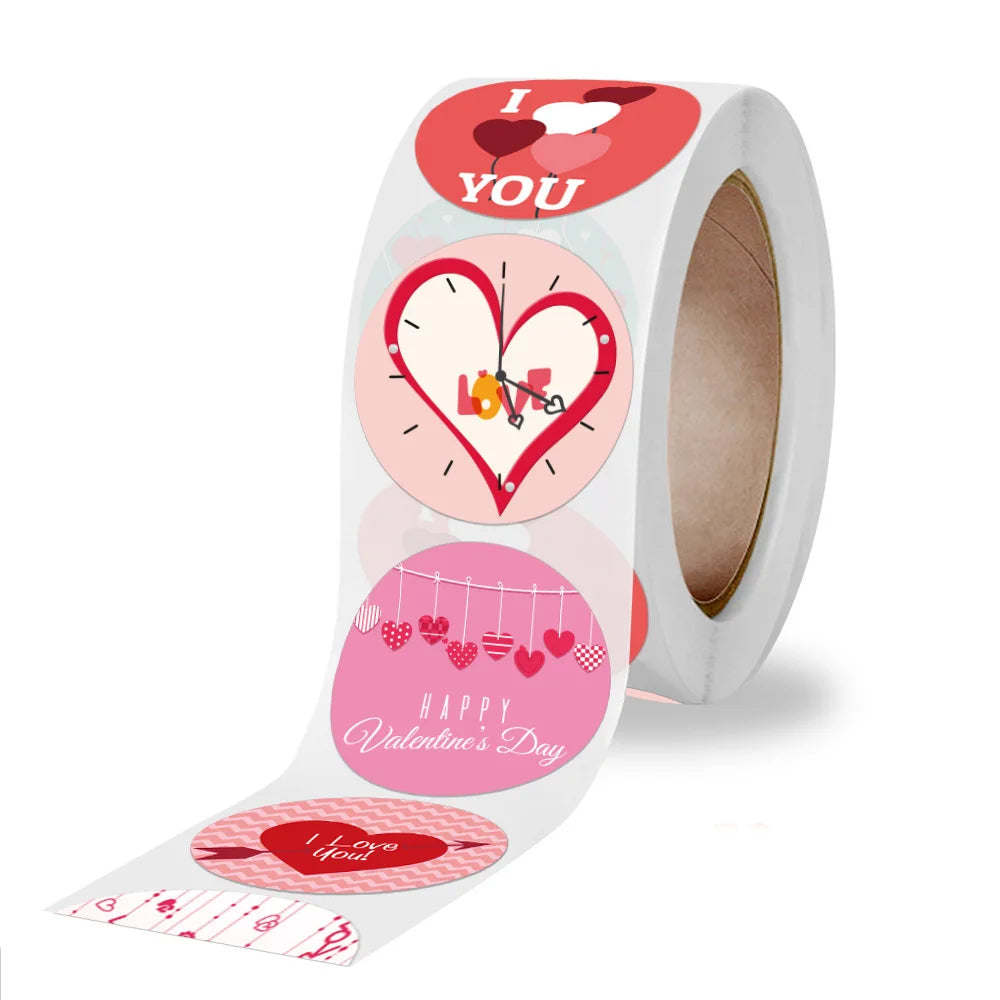 500Pcs Valentines Day Heart Sticker Thank you Candy Bag Seal Sticker Scrapbooking Valentines Gift Box Label Decoration