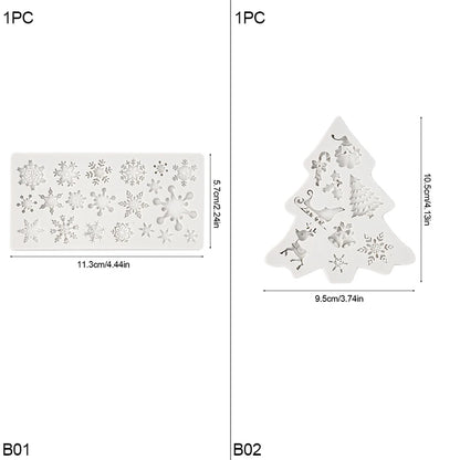 Chrsitmas Decor Silicone Mold Snowflake Xmas Tree Shape Baking Tool Cake Mold Candy Chocolate Biscuits Mould Decoration Supplies