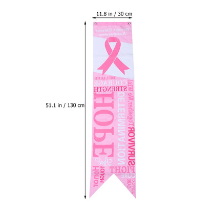 2pcs Pink Ribbon Banners Breast Cancer Awareness Health Hanging Flags Wall Decor For Doors Windows Party Decorations