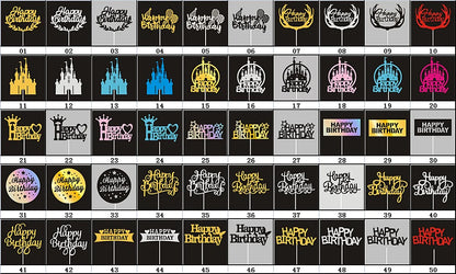 10 Pcs / Bag Gold Silver English Happy Birthday  Cake Toppers  Birthday Party Decorations   Baking DIY Accessories